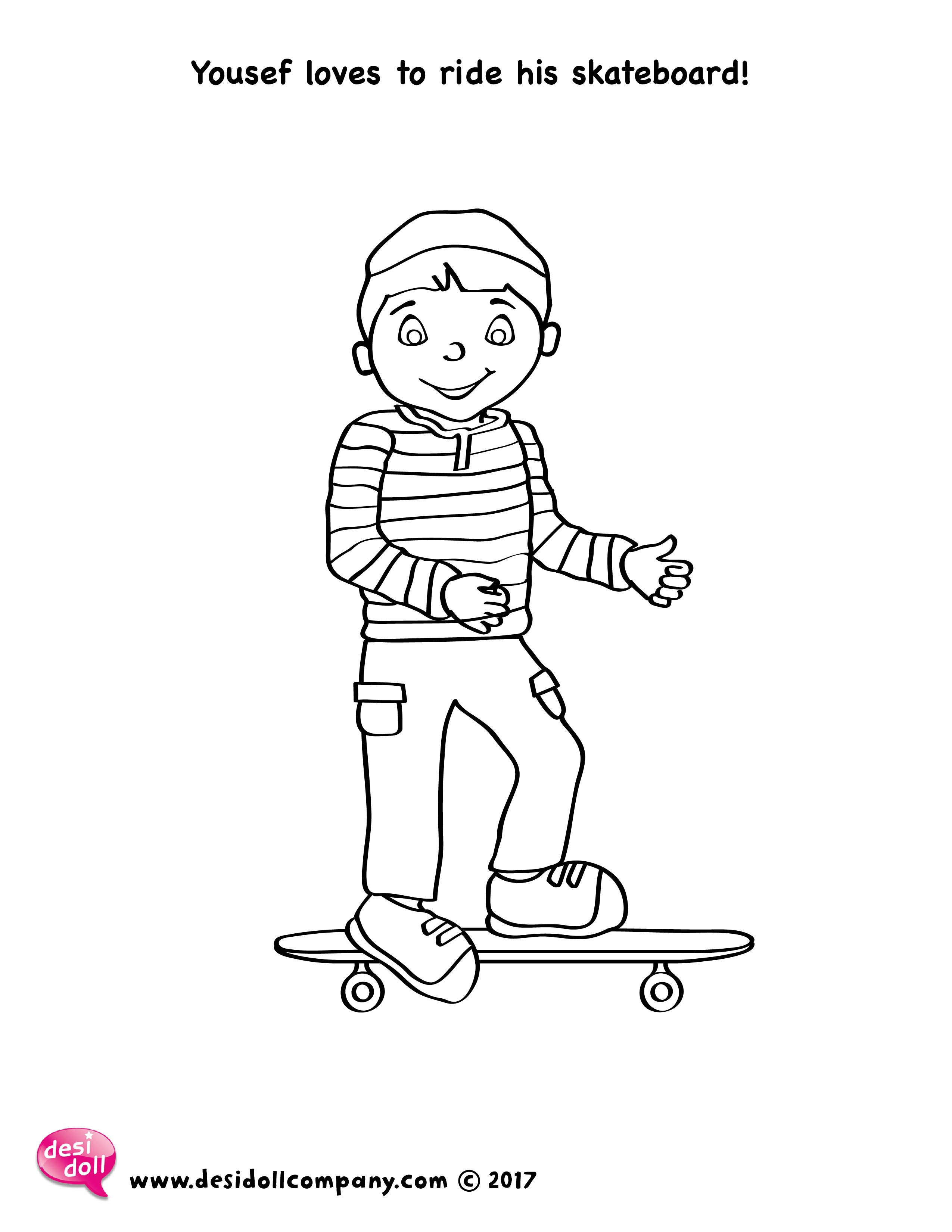 Yousuf loves to ride his skateboard!