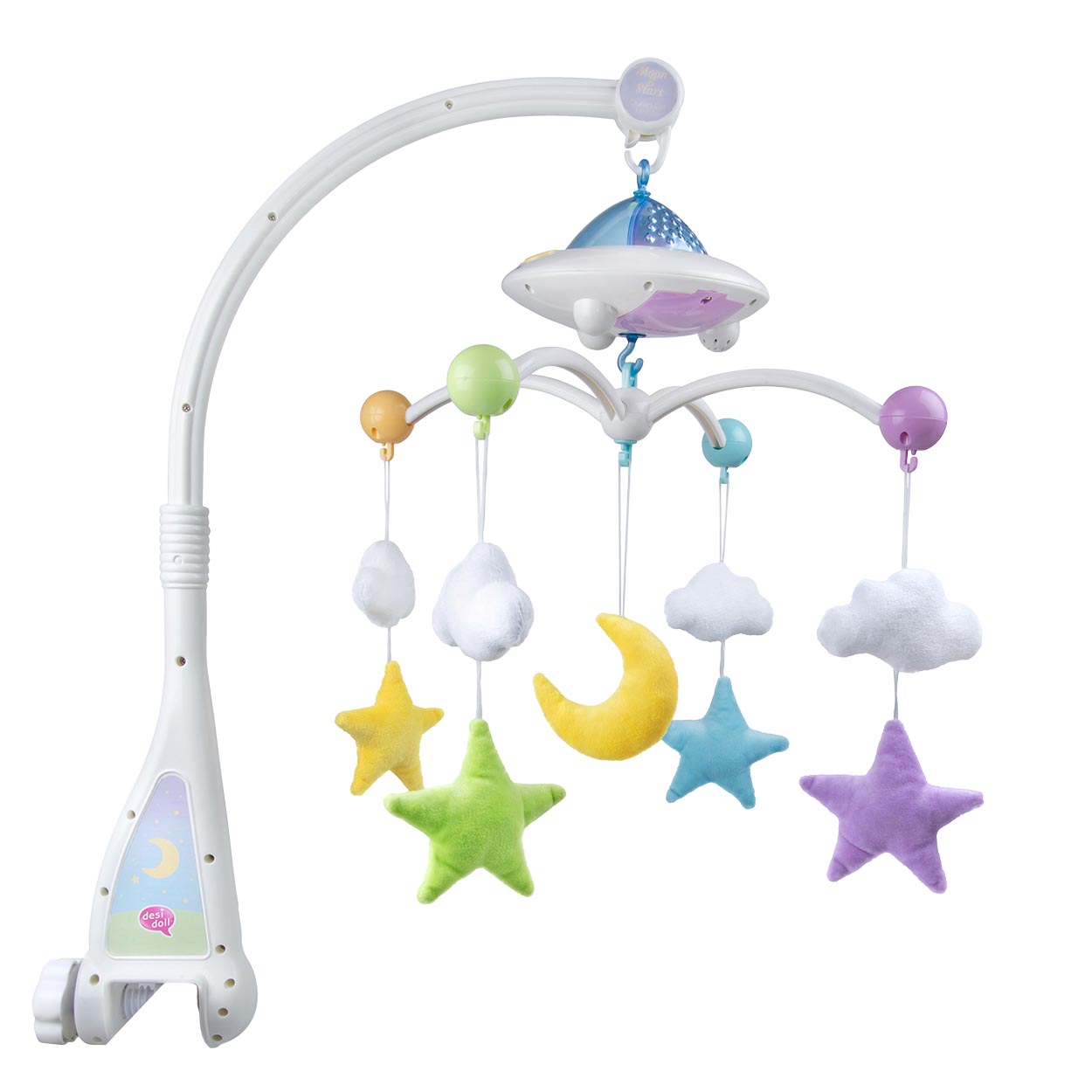 UNIH Baby Crib Mobile with Lights and Music, Moon and Stars Projection for  Infants